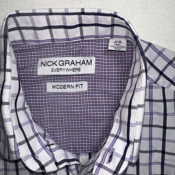 Nick Graham Everywhere Men's Button Up Flip Cuff Shirt Size 15.5 x 34-35 long sl - Picture 4 of 8